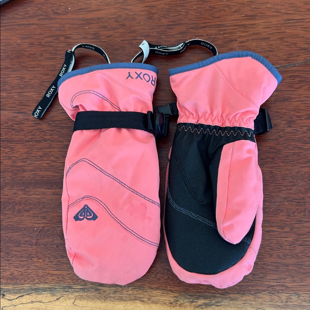 Roxy - Girls Jetty Ski Pro Gloves pink Color Mittens with Black Strap